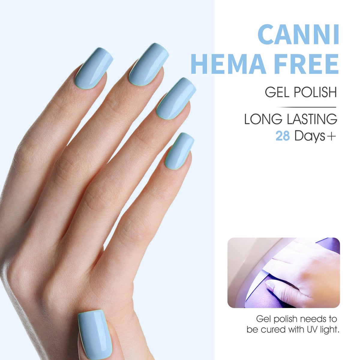CANNI bottle used during a salon-style manicure demonstrating professional finish