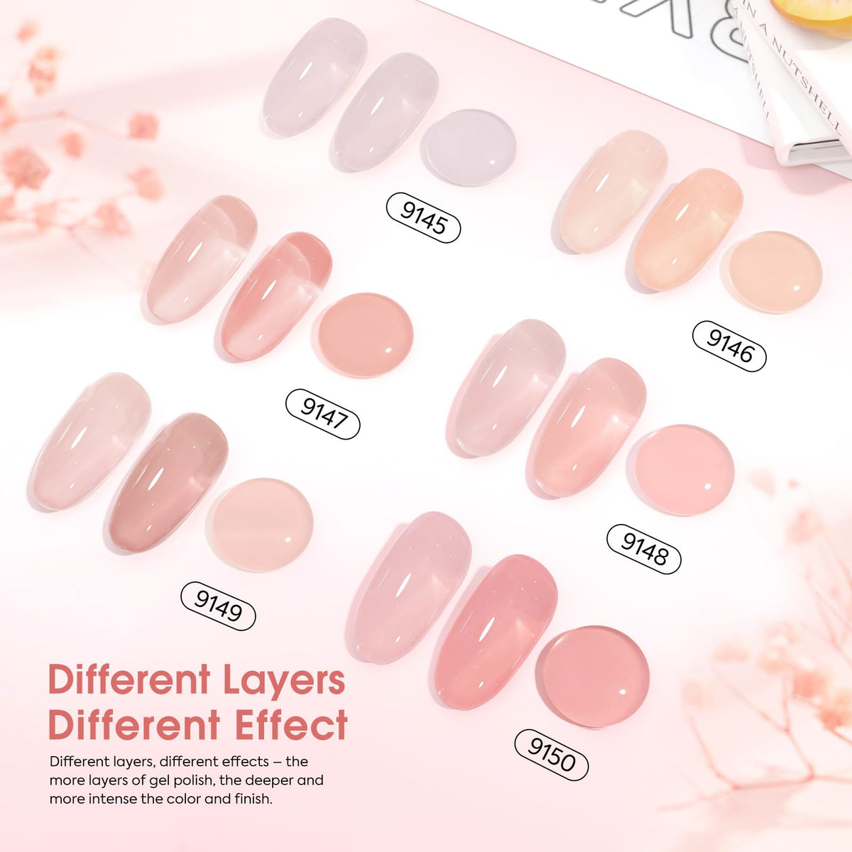 CANNI six bottles arranged to display the range of sheer nude and pink shades