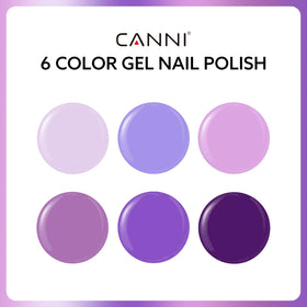 CANNI six gel bottles arranged by shade for quick color comparison benefit