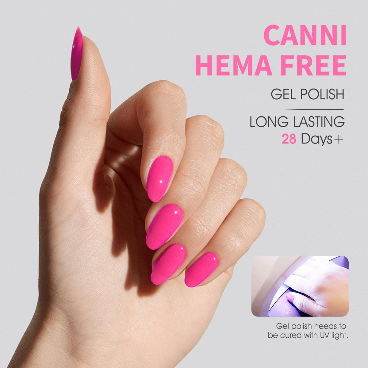CANNI swatch strip of hot pink, purple and neon shades showing vibrant payoff