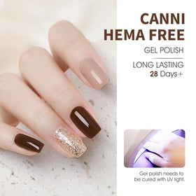 CANNI swatch strip with each gel color on white for clear shade comparison benefit