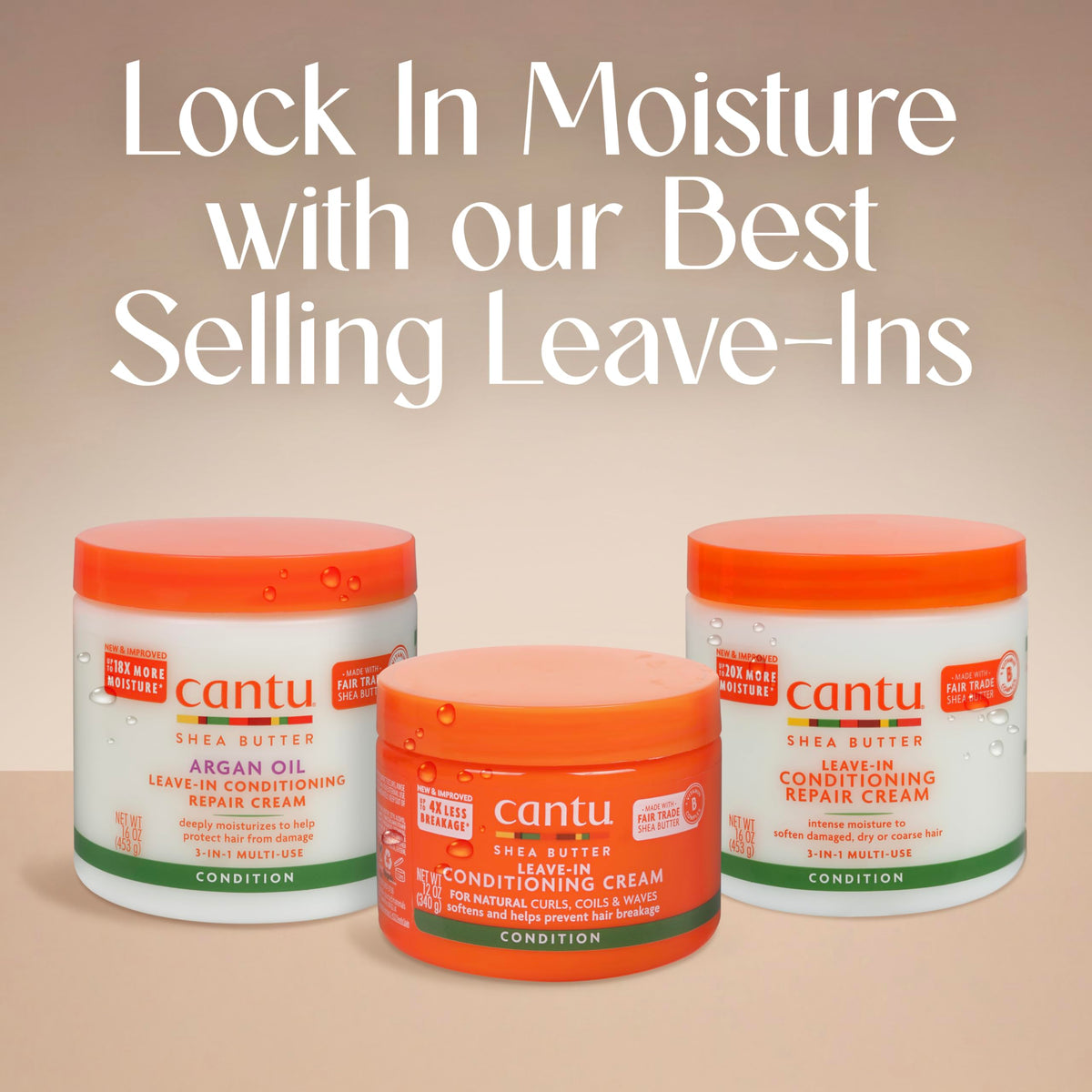 Cantu 16oz jar next to everyday objects showing size and value