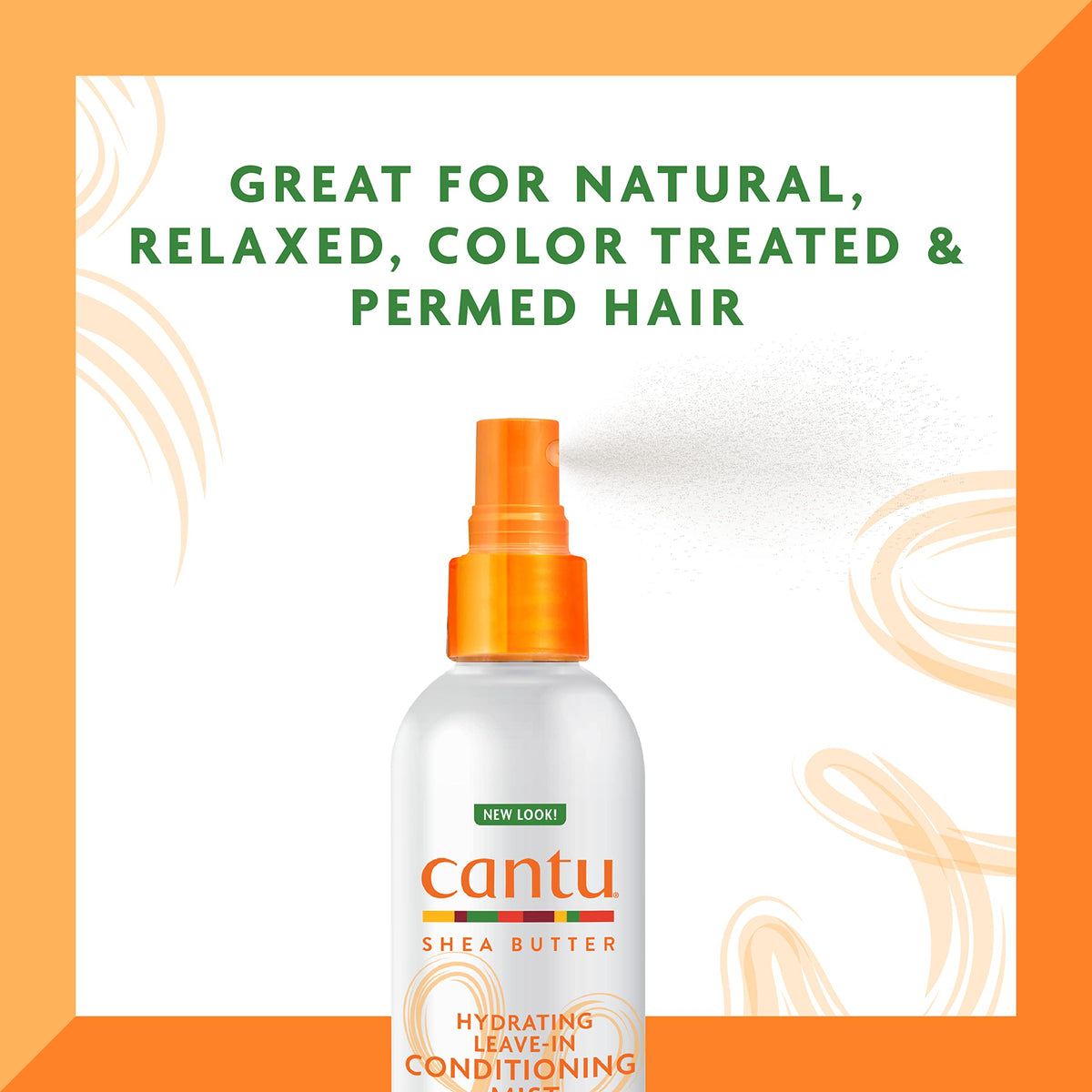 Cantu 8 fl oz bottle next to a hand to display size and easy handling
