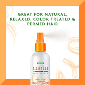 Cantu 8 fl oz bottle next to a hand to display size and easy handling