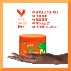 Cantu label close-up highlighting silicone-free and no harsh ingredients benefits