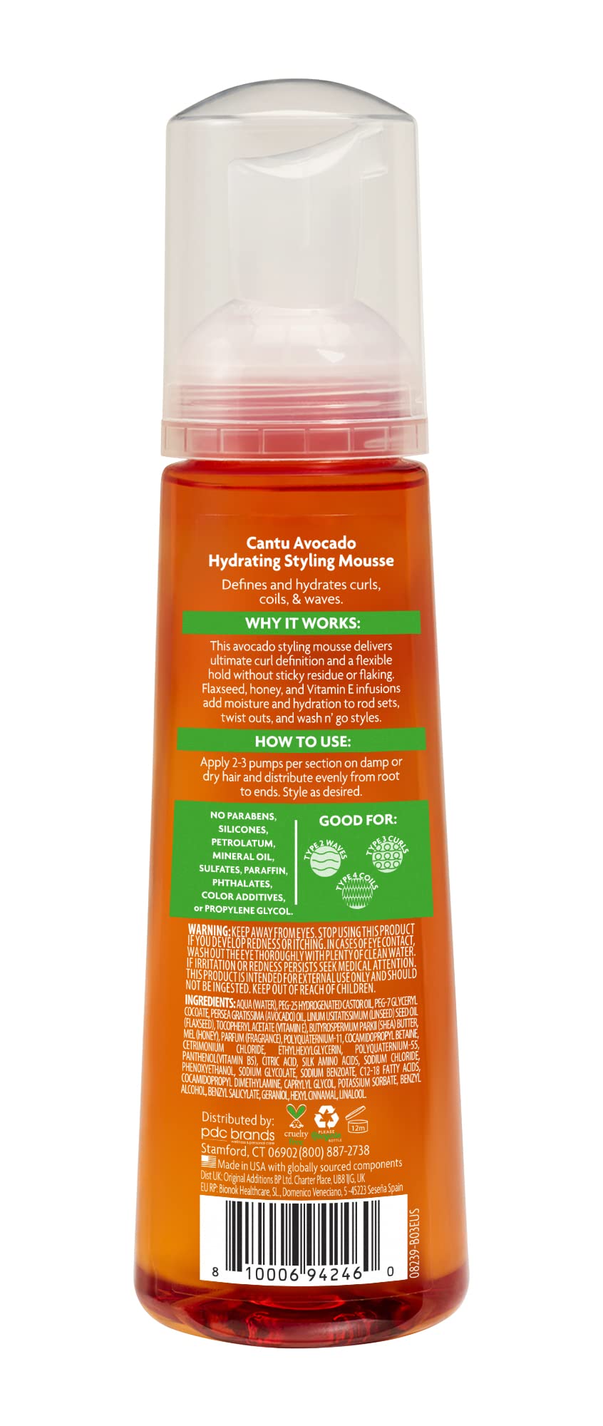 Cantu mousse texture on hand highlighting lightweight foam and hydration