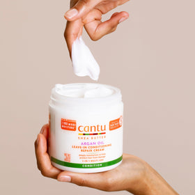 Cantu before and after hair shine comparison showing improved luster