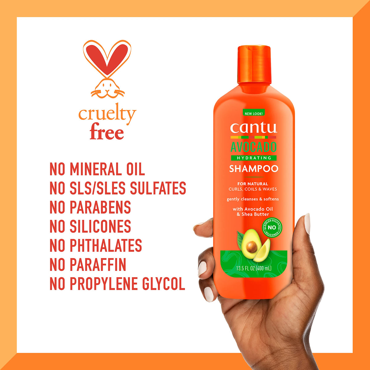 Cantu bottle back showing ingredients list for transparency and informed choice