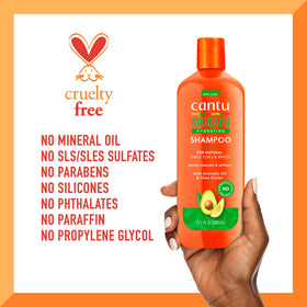 Cantu bottle back showing ingredients list for transparency and informed choice