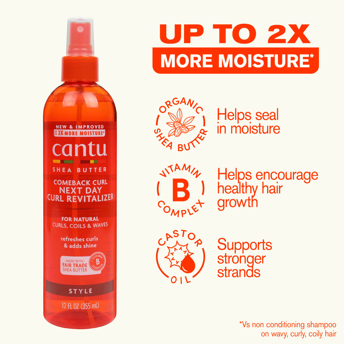 Cantu label detail highlighting pure shea butter and clean ingredients