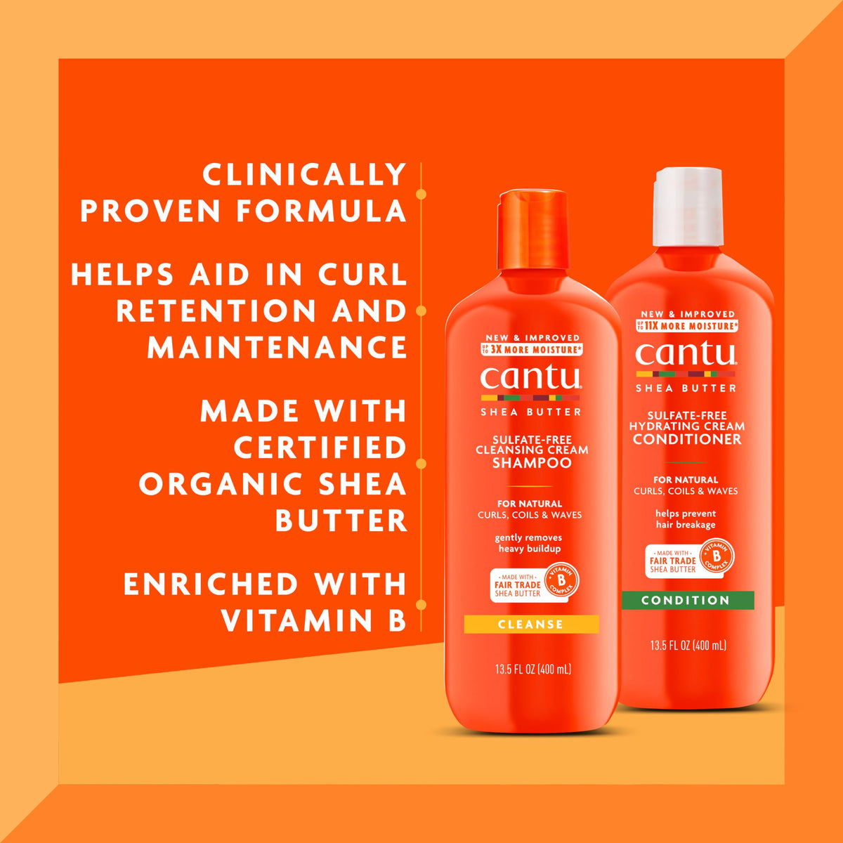 Cantu conditioner being poured from bottle showing moisturizing consistency