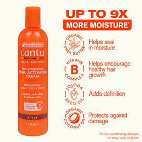 Cantu curl activator applied to hand demonstrating smooth slip