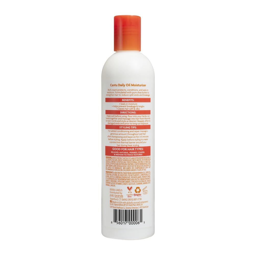 Cantu pump dispensing moisturizer demonstrating texture and easy application