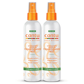 Cantu front packaging dual bottles showing value and lightweight mist benefits