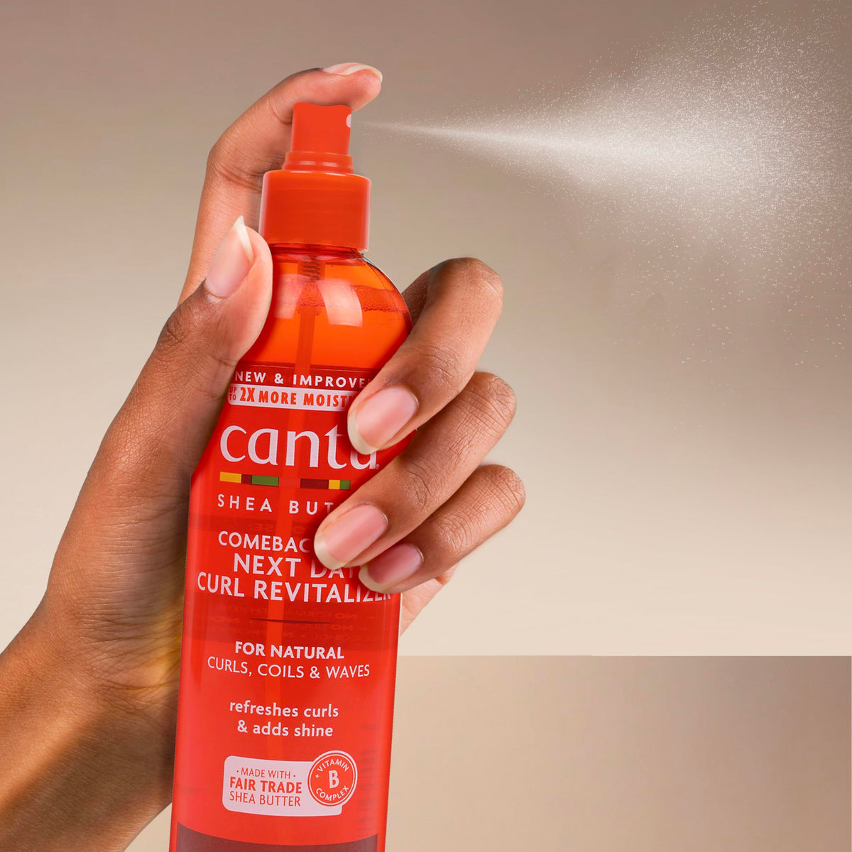 Cantu bottle near sink during styling to show convenient everyday use