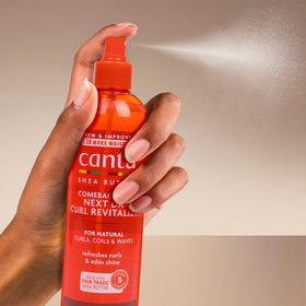 Cantu bottle near sink during styling to show convenient everyday use