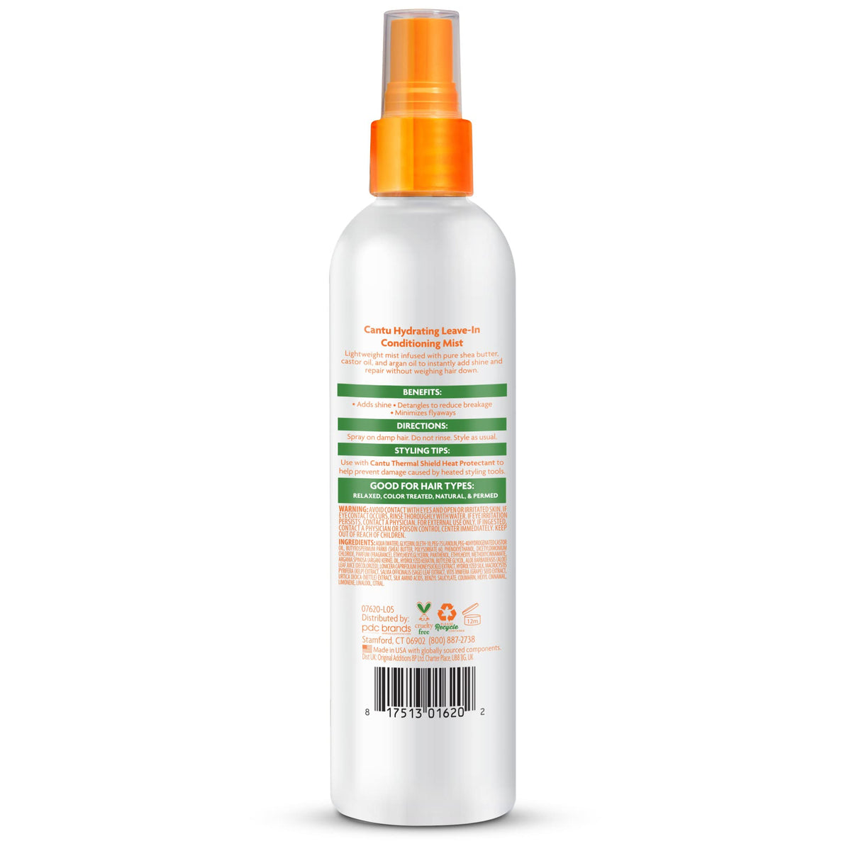 Cantu label detail closeup showing formula claims and worry-free ingredients