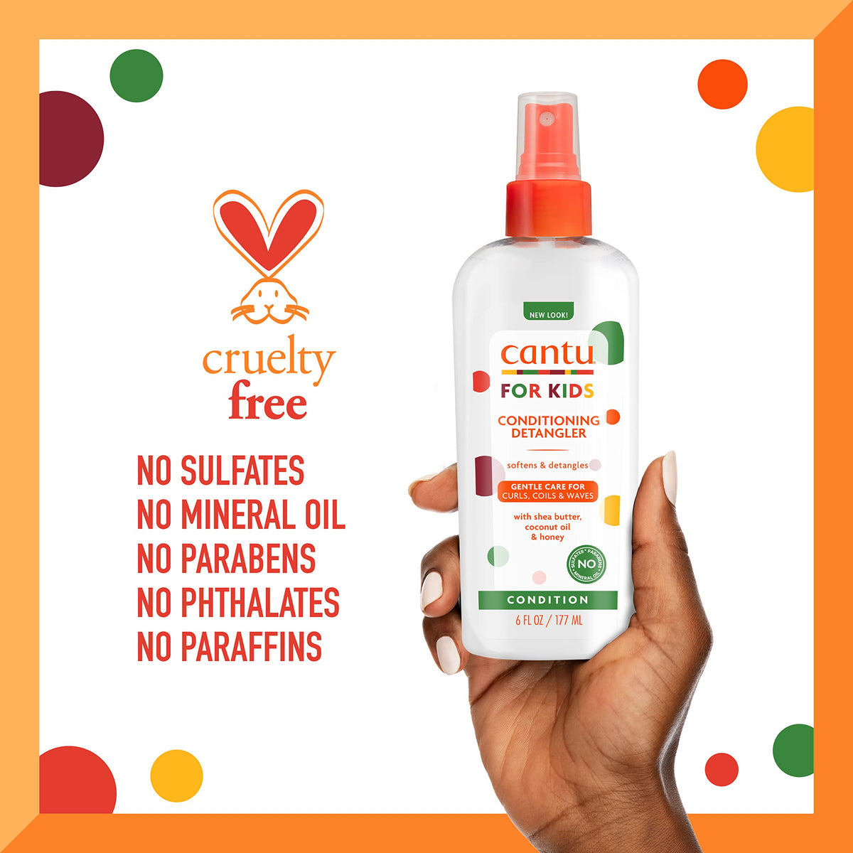 Cantu bottle held in hand showing 6 fl oz scale for portability