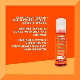 Cantu mousse texture closeup highlighting lightweight foam hydration