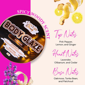 Canvas Beauty jar opened revealing glossy body glaze ready to apply