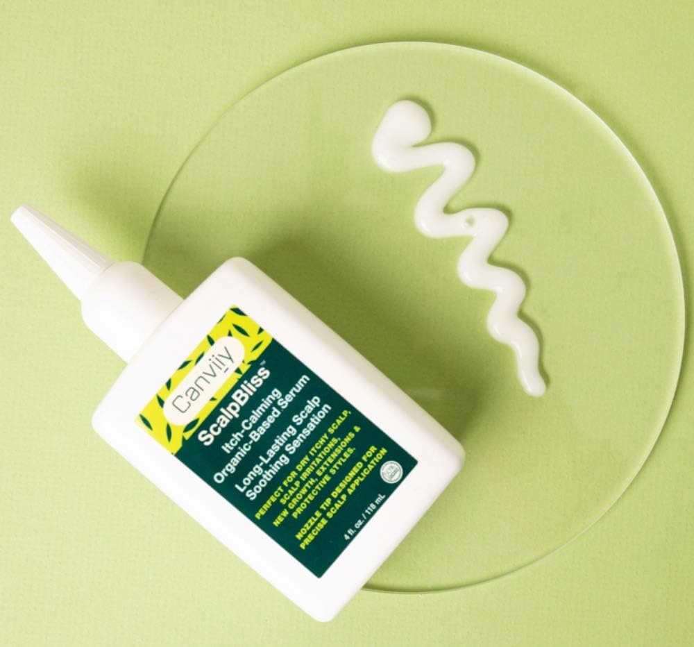 Canviiy applied to scalp showing targeted relief and comfortable styling benefit
