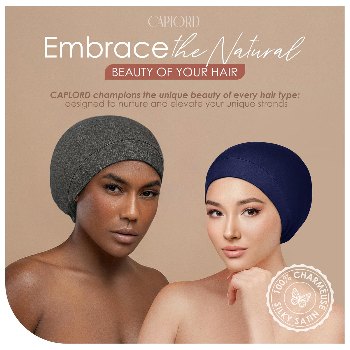 CAPLORD lifestyle bedroom scene showing bonnet used for nighttime hair care comfort