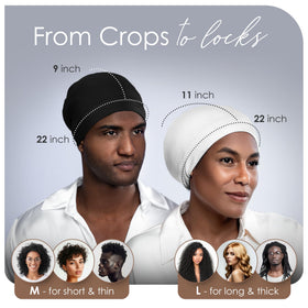 CAPLORD size comparison showing roomy crown for large hair volumes