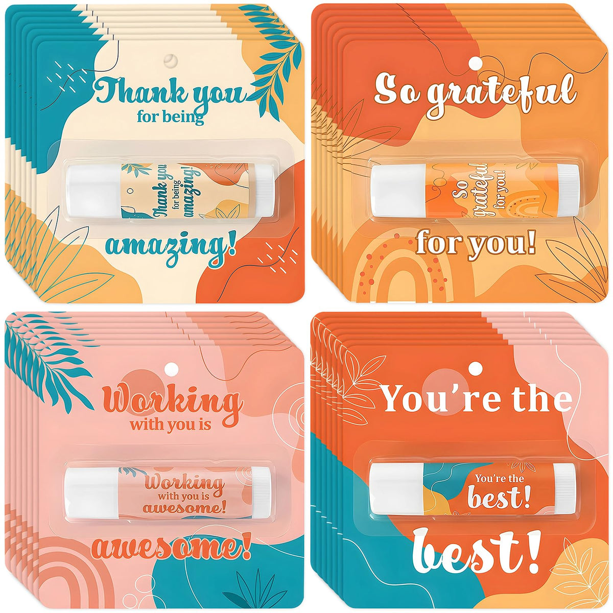 Capoda front packaging showing colorful retro cards and lip balm tubes, easy gifting