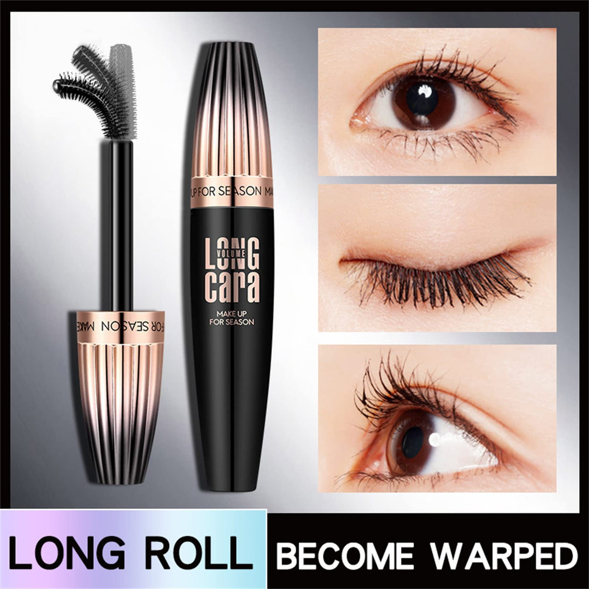 Cappuvini mascara applied on model delivering visible length benefit