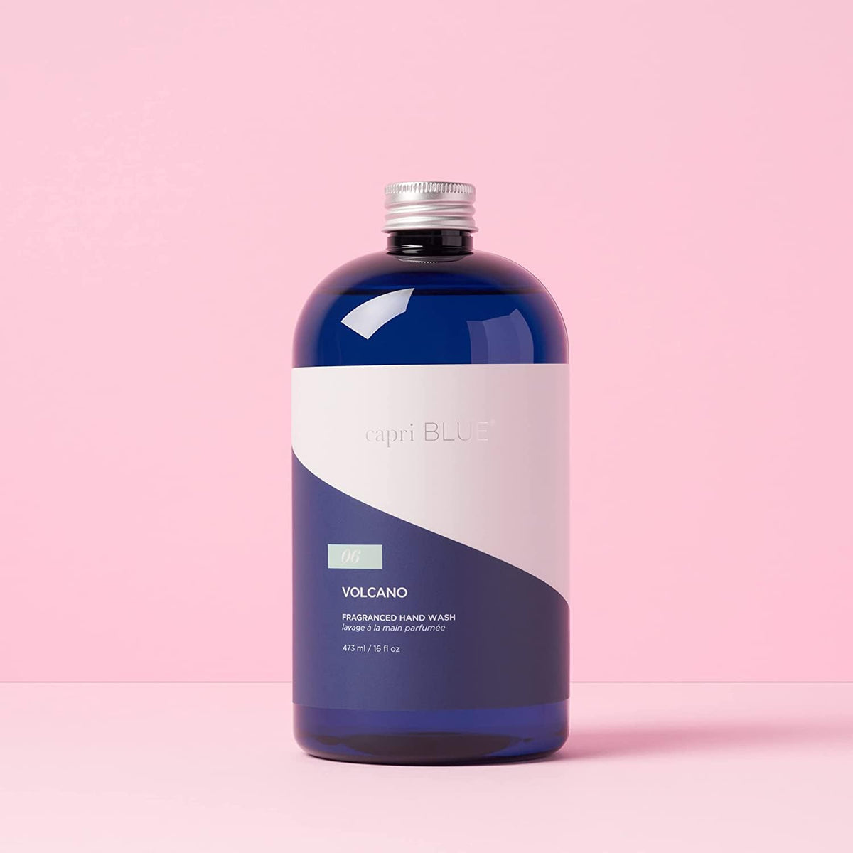 Capri Blue volcano bottle styled on bathroom counter adding fragrance and decor appeal