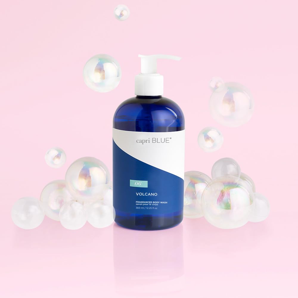 Capri Blue Volcano pouring into hand and lathering to show gentle, moisturizing foam