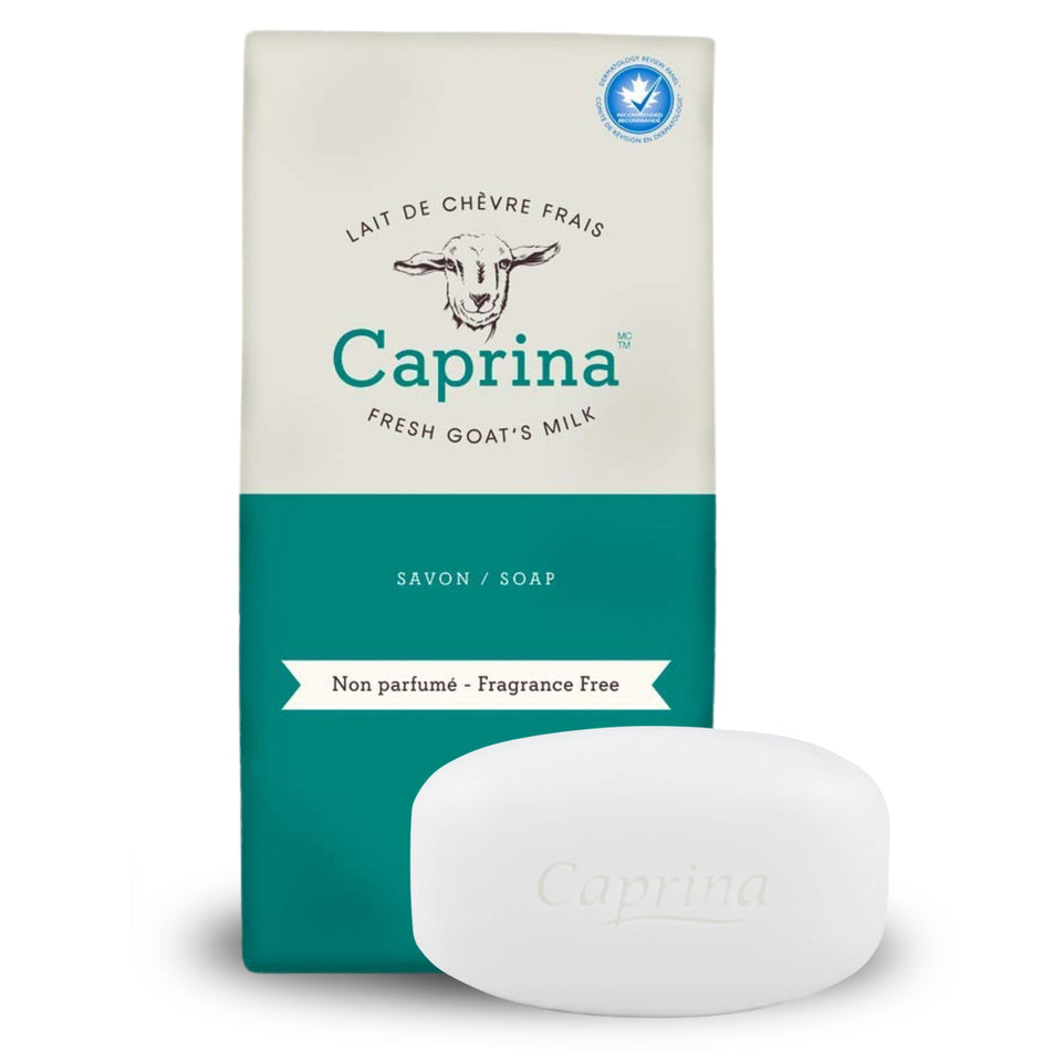 Caprina by Canus six-pack front packaging showing simple soap bars and benefit
