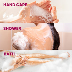 Caprina soap being lathered in hand for gentle cleansing benefit