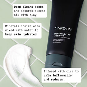Cardon clay texture close-up highlighting smooth absorbent formula