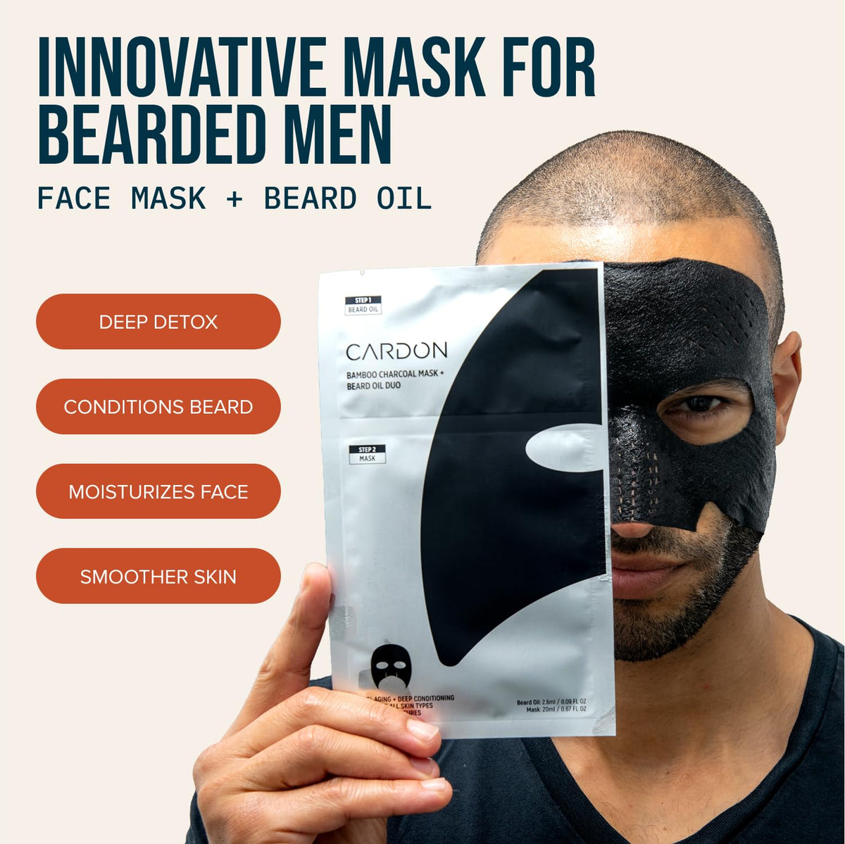 Cardon close-up of charcoal mask texture showing deep-clean action