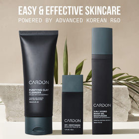 Cardon man washing face in bathroom illustrating calming shave relief