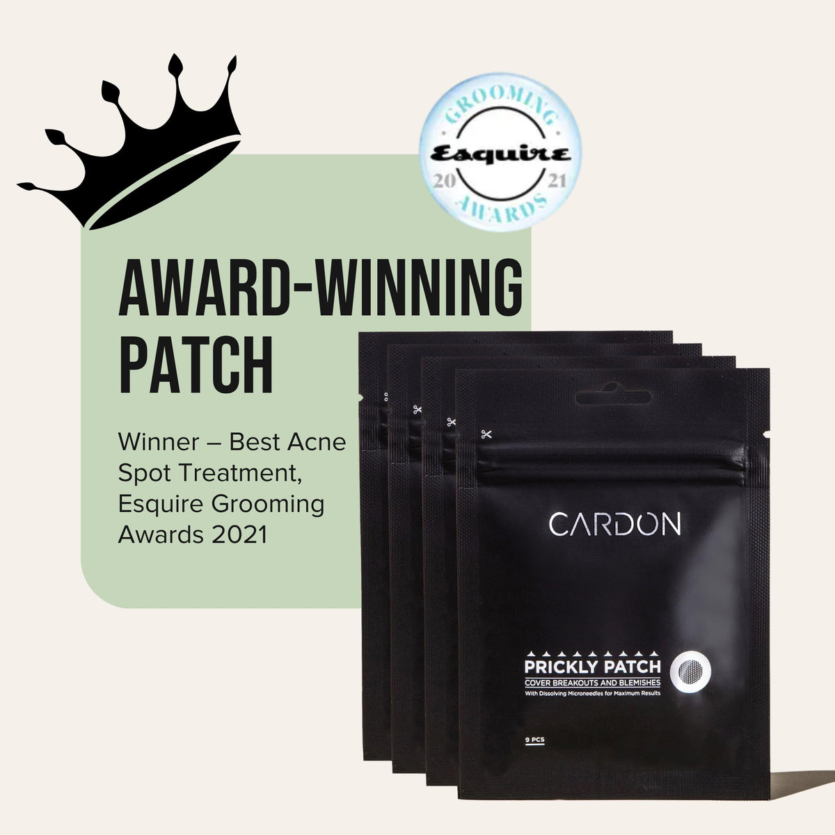 Cardon box open with visible patches illustrating easy access and hygiene