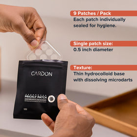 Cardon patches next to coin to show size and placement precision