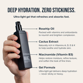 Cardon gel-cream texture close-up illustrating fast-absorbing hydration