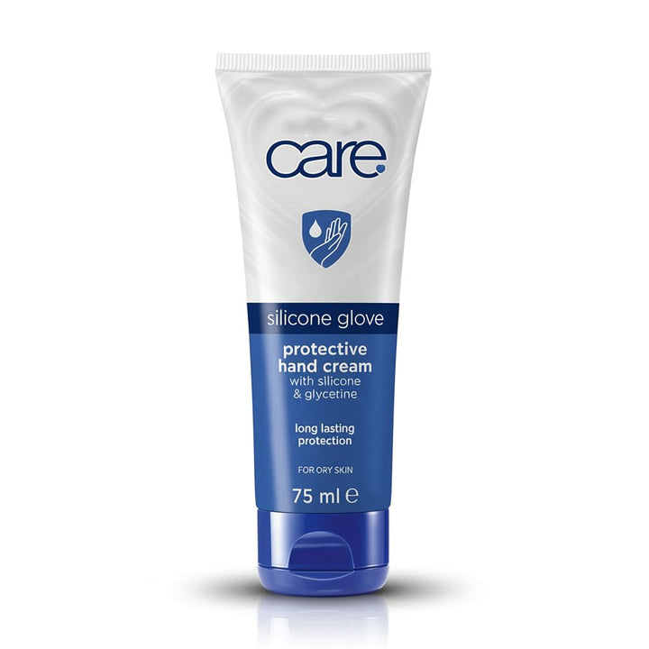 Generic Care silicone glove front packaging showing tube and branding for easy identification and protection