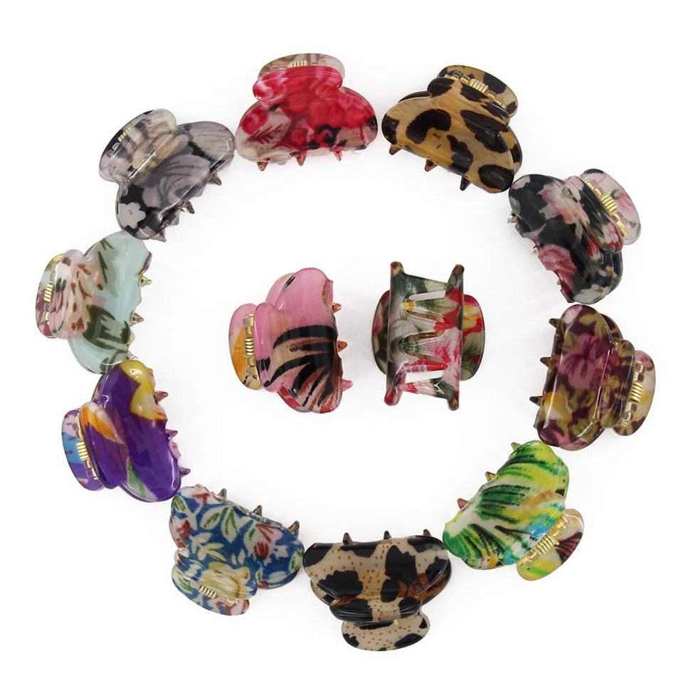 Carede front display of mini jaw clips shows compact size and variety