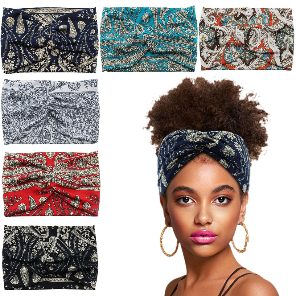 Carede front view pack of six headbands showing colors and design benefits