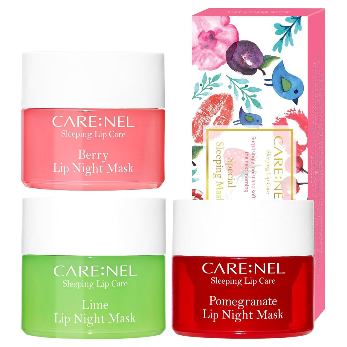 CARE:NEL trio front packaging showing three travel jars and variety
