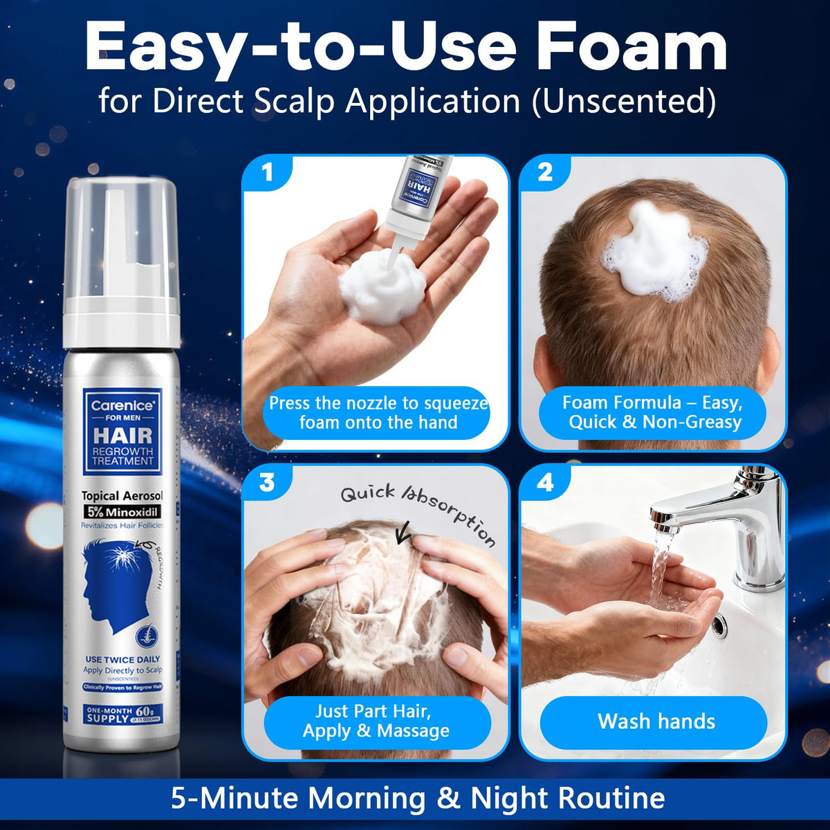 CARENICE applied to scalp demonstrating targeted coverage and ease