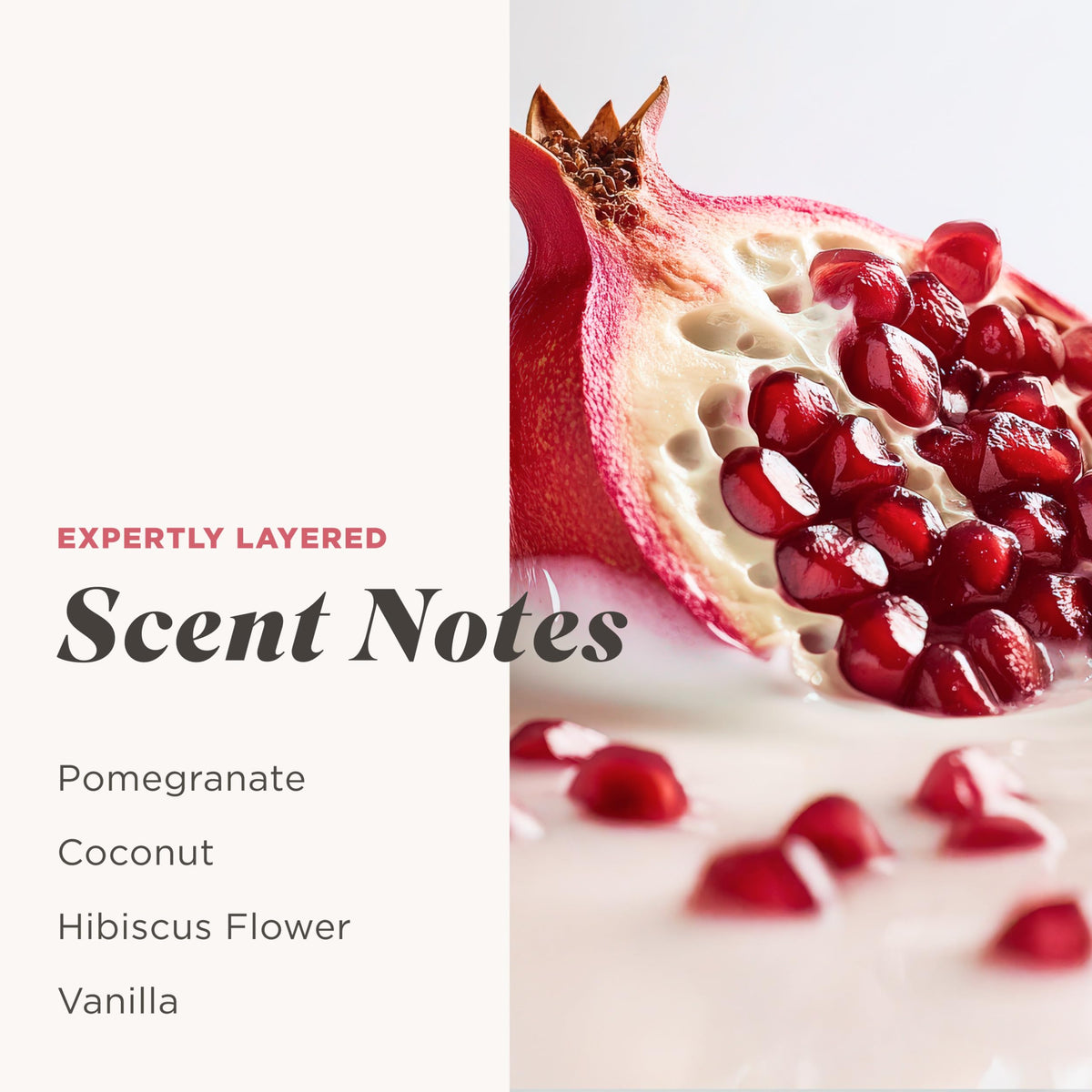 Bottle label with Caress ingredients and fragrance notes for consumer clarity