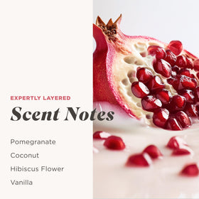 Bottle label with Caress ingredients and fragrance notes for consumer clarity