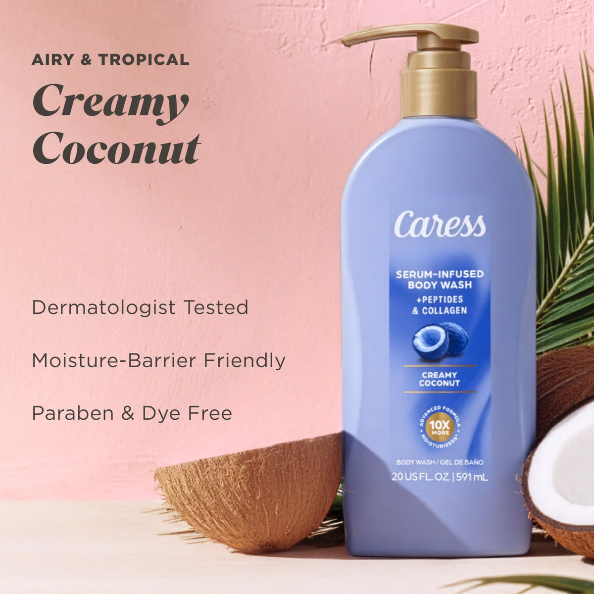 Scale comparison of Caress 20 fl oz bottle to show real size and value