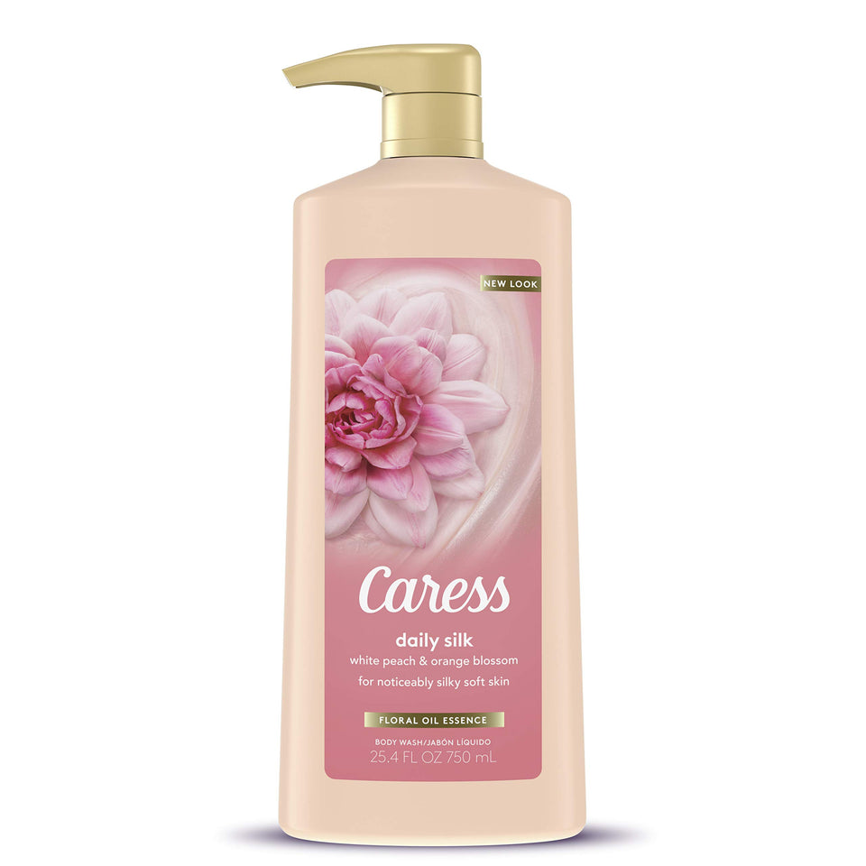 Caress front packaging with pump showing clear branding and easy dispensing benefit