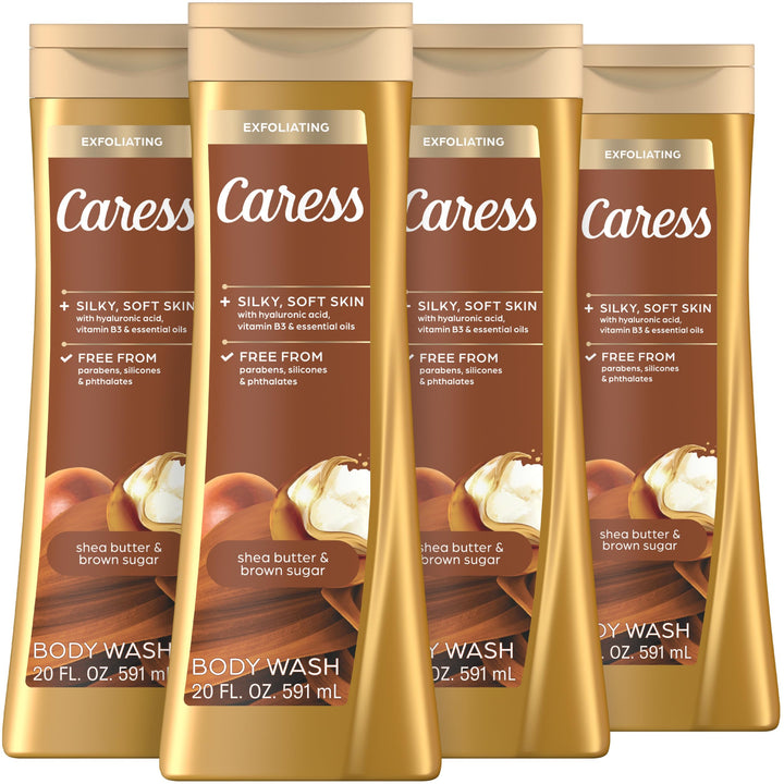 Caress front packaging showing shea butter brown sugar scent and lasting fragrance