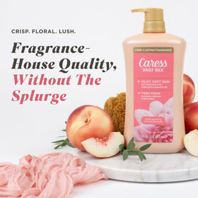 Caress rich creamy lather texture demonstrating moisturized skin benefit